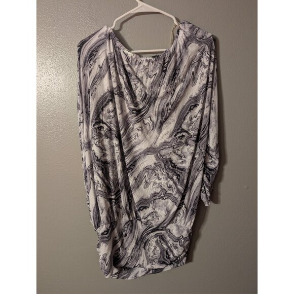 MICHAEL Michael Kors Swim Cover Up Tunic M/L Black White Marble Dolman Sleeve - Picture 2 of 5
